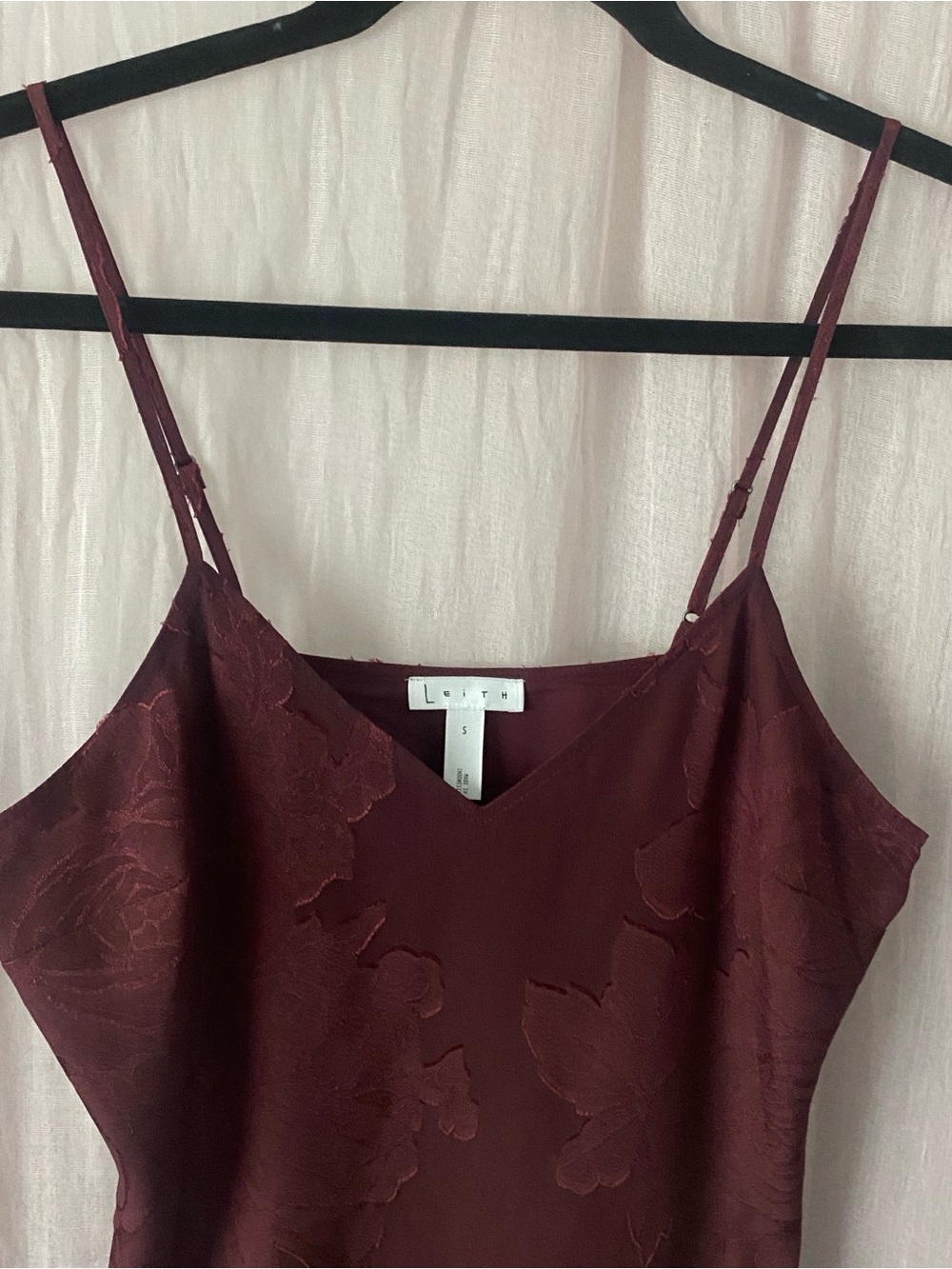 Women's Leith Spaghetti Strap Maxi Slip Dress Deep Burgundy Boho Fairy Grunge Sm - Picture 2 of 9